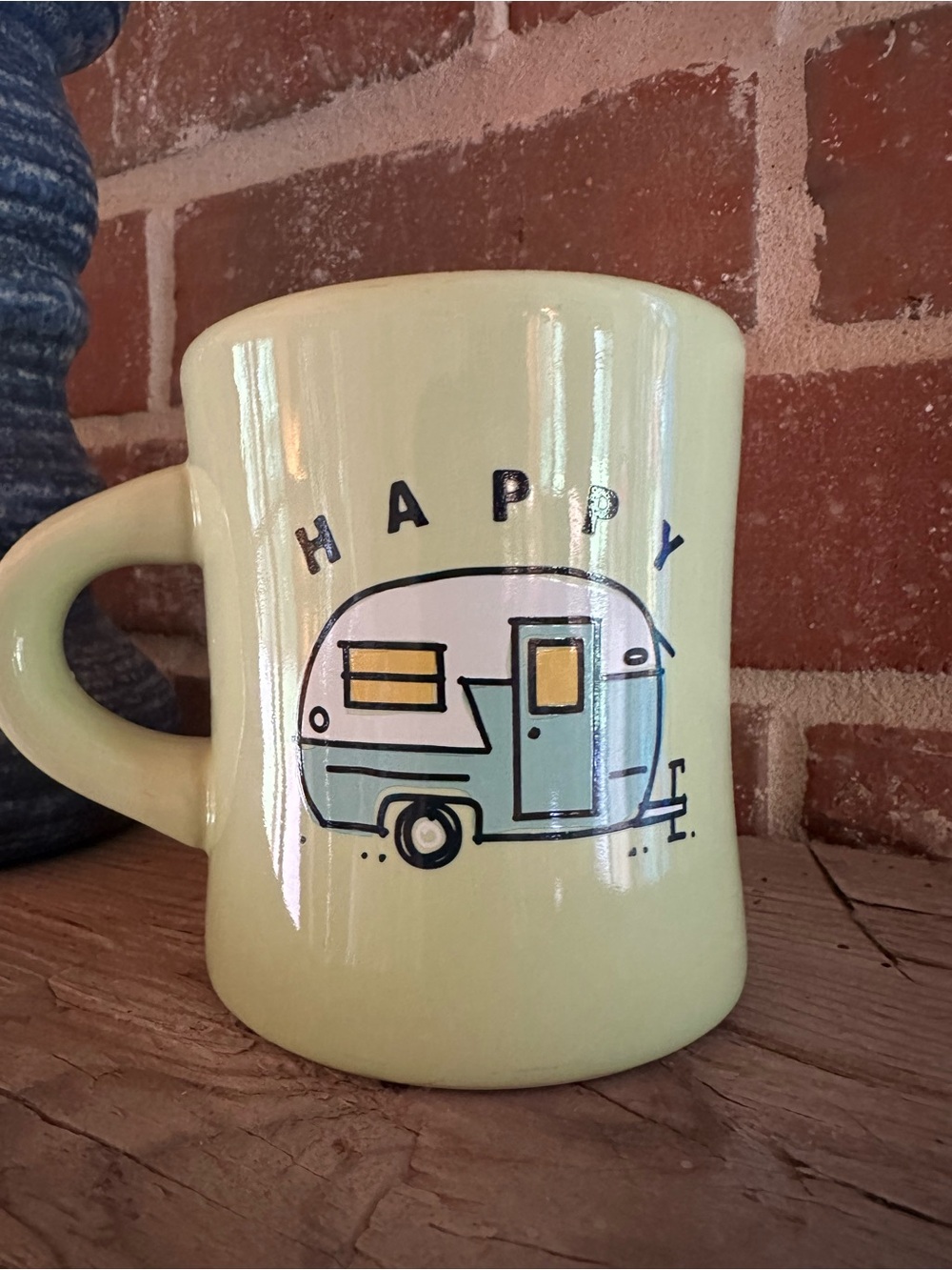 Life Is Good Happy Camper Spring Green Diner Mug 4” Tall Retro Camper Coffee Cup - Picture 2 of 8